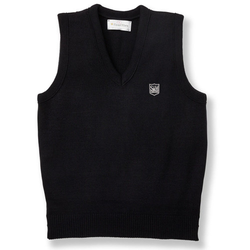 V-Neck Sweater Vest with embroidered logo [VA387-6600/STM-NAVY]