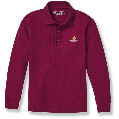 Long Sleeve Polo Shirt with embroidered logo [MD331-KNIT/BSJ-CARDINAL]