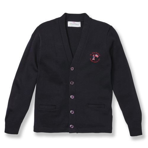 V-Neck Cardigan Sweater with embroidered logo [NY555-1001/SIA-NAVY]