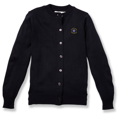 Crewneck Cardigan with embroidered logo [NJ363-6000/HCR-NAVY]