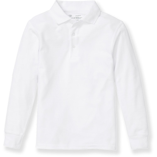 Long Sleeve Polo Shirt with heat transferred logo [NY027-KNIT-LS-WHITE]