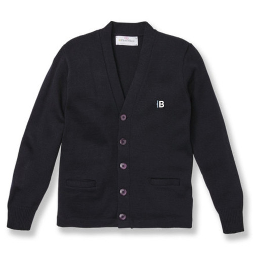 V-Neck Cardigan Sweater with embroidered logo [NY463-1001/BOL-NAVY]