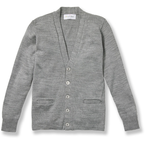 V-Neck Cardigan Sweater with embroidered logo [NY008-1001/JWB-HE GREY]