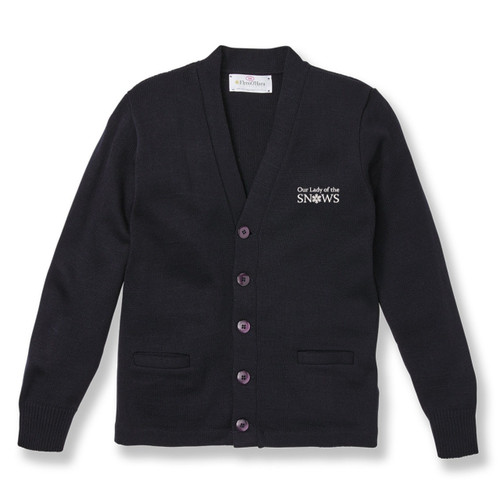V-Neck Cardigan Sweater with embroidered logo [NY844-1001/LSS-NAVY]