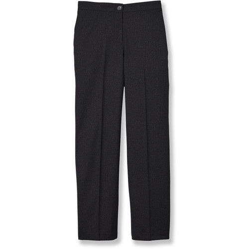 Girls' Flat Front Slacks with embroidered logo [NY093-15-99RAC-BLACK]