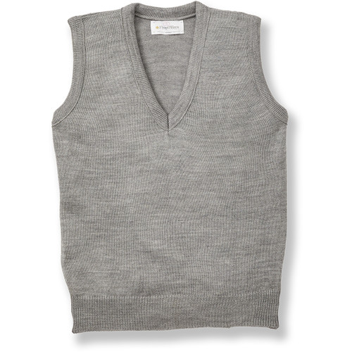 V-Neck Sweater Vest with embroidered logo [PA736-6600/QAW-HE GREY]