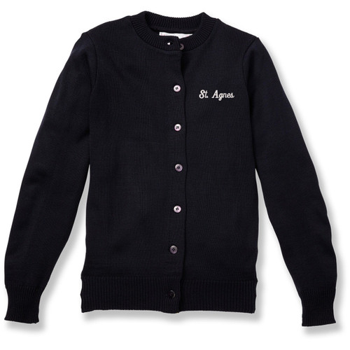 Crewneck Cardigan with embroidered logo [PA446-6000/AWC-NAVY]