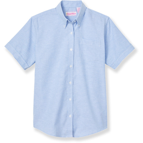 Short Sleeve Oxford Blouse with embroidered logo [TX075-OX/S EFW-BLUE]