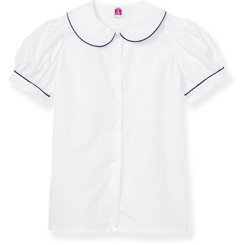 Short Sleeve Peterpan Collar Blouse [ID001-350P-WHITE/NV]