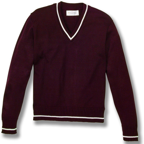 V-Neck Pullover Sweater [AK009-6503-WNE W/WH]