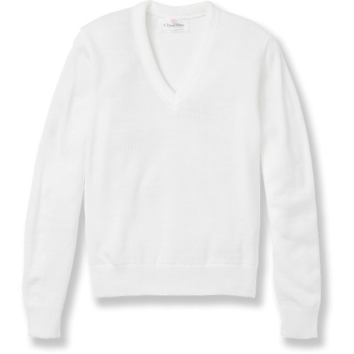V-Neck Pullover Sweater [AK009-6500-WHITE]