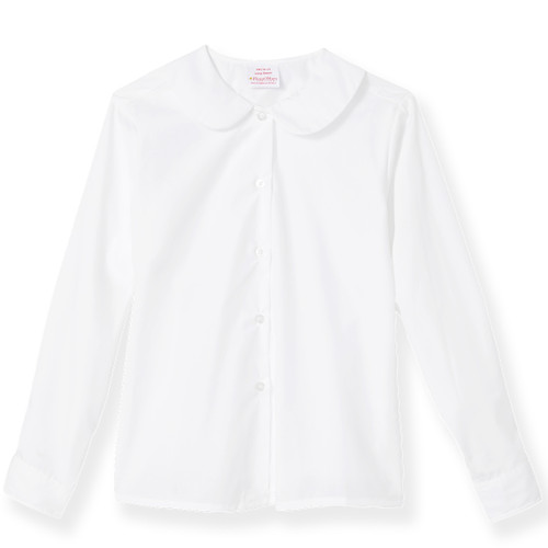 Long Sleeve Peterpan Collar Blouse with heat transferred logo [NC016-351-WHITE]