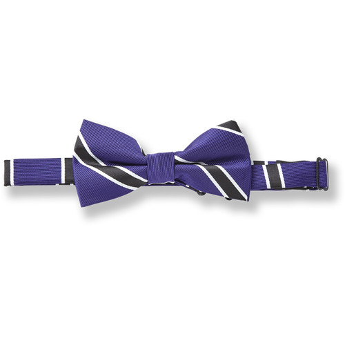 Striped Dress Uniform Clip-On Bow Tie [TX003-BOW-SMH2-PR/BK/WH]