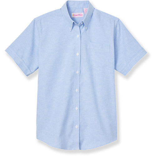 Short Sleeve Oxford Blouse with embroidered logo [NC068-OX/S HAW-BLUE]