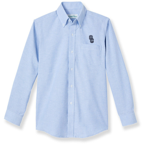 Long Sleeve Oxford Blouse with embroidered logo [MD206-OX/L GCO-BLUE]