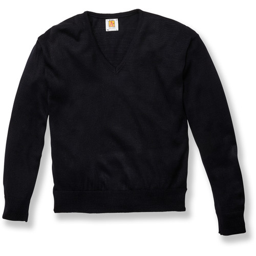 Fine Gauge V-Neck Sweater with heat transferred logo [VA288-6432/MSV-NAVY]