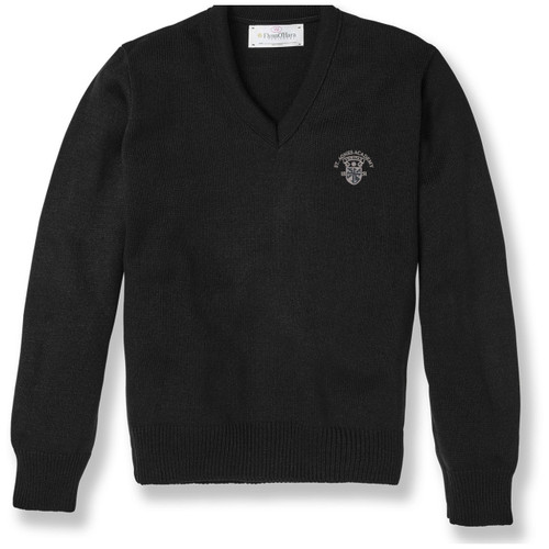 V-Neck Pullover Sweater with embroidered logo [TN004-6500/AGD-BLACK]