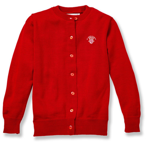 Crewneck Cardigan with embroidered logo [TN004-6000/AGD-LIPSTICK]