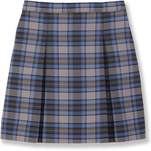 Pleated Skirt with Elastic Waist [AK001-34-47-BLUE/GY]