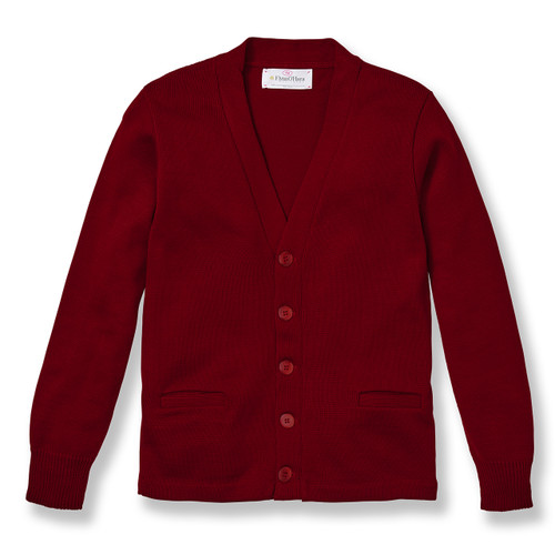V-Neck Cardigan Sweater with embroidered logo [NY116-1001/SJJ-PR RED]