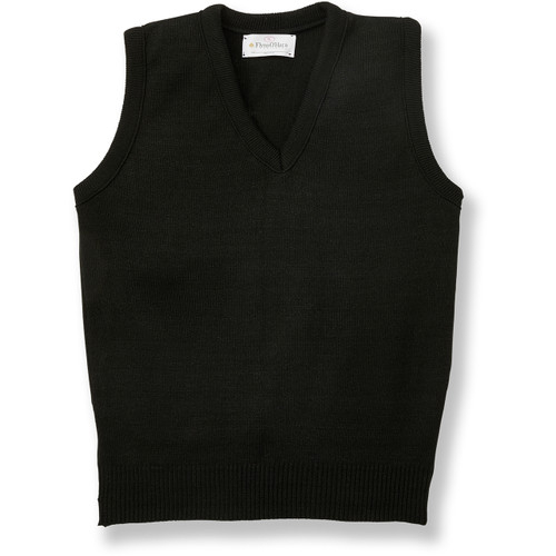 V-Neck Sweater Vest with school emblem [TX048-6600/TLA-BLACK]