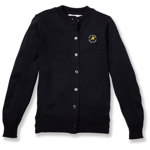 Crewneck Cardigan with embroidered logo [PA907-6000/ASP-NAVY]
