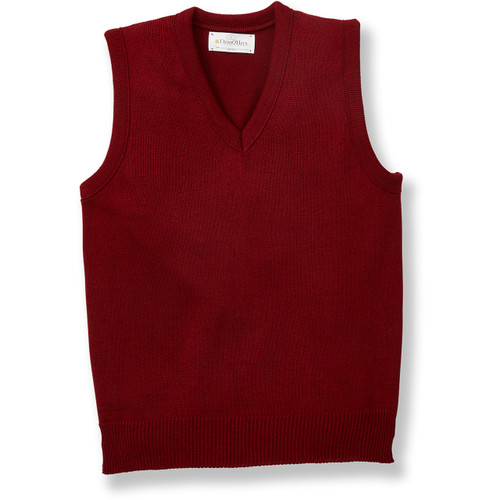 V-Neck Sweater Vest with embroidered logo [PA506-6600/LAJ-CARDINAL]