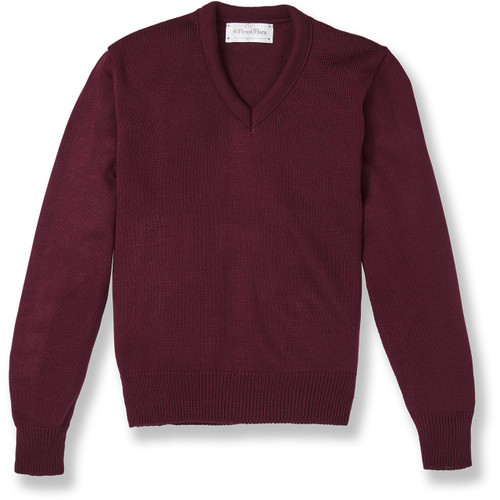 V-Neck Pullover Sweater with embroidered logo [VA347-6500/SFT-WINE]