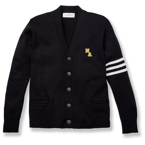 Heavyweight V-Neck Cardigan Sweater with embroidered logo [PA777-3461/NZ-NVY W/WH]