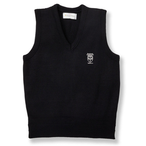 V-Neck Sweater Vest with embroidered logo [NJ307-6600/LLV-NAVY]
