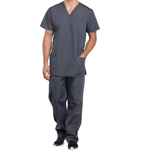 3 Pocket Unisex Top with embroidered logo [PA241-4876/RGY-PEWTER]