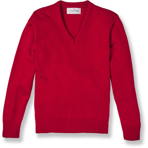 V-Neck Pullover Sweater with embroidered logo [NY816-6500/DMO-LIPSTICK]