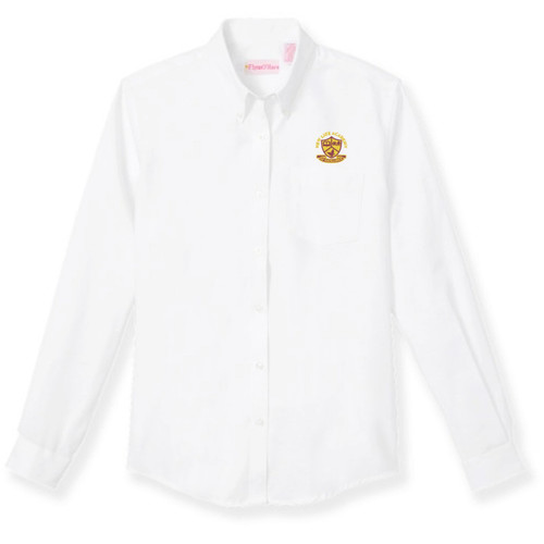 Long Sleeve Oxford Blouse with embroidered logo [GA021-OX/L NEX-WHITE]