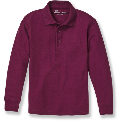 Long Sleeve Polo Shirt with heat transferred logo [PA420-KNIT-LS-MAROON]