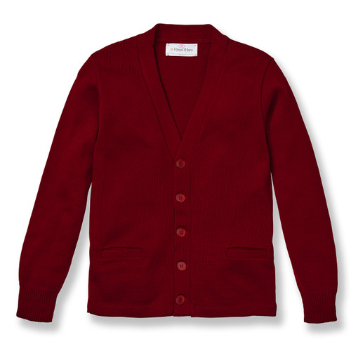 V-Neck Cardigan Sweater with embroidered logo [PA071-1001-PR RED]