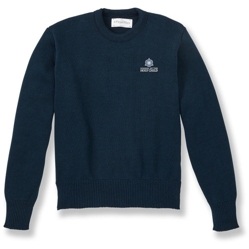 Cotton Crewneck Pullover Sweater with embroidered logo [NY620-2130/SOH-NAVY]