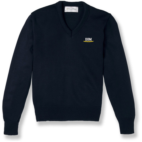 V-Neck Pullover Sweater with embroidered logo [GA007-6500/IMG-NAVY]