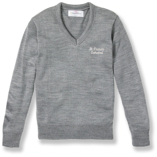 V-Neck Pullover Sweater with embroidered logo [NJ200-6500/FM-HE GREY]