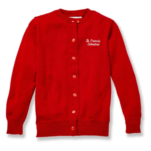 Crewneck Cardigan with embroidered logo [NJ200-6000/FM-LIPSTICK]