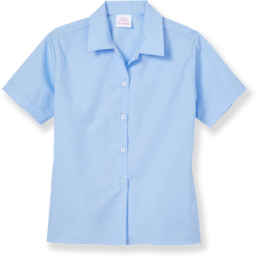 Short Sleeve Convertible Collar Blouse [NY805-354-BLUE]
