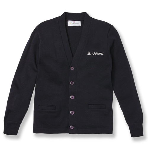 V-Neck Cardigan Sweater with embroidered logo [NJ118-1001/JWL-NAVY]