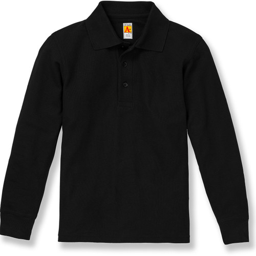 Long Sleeve Polo Shirt with heat transferred logo [NJ253-KNIT/HPS-BLACK]