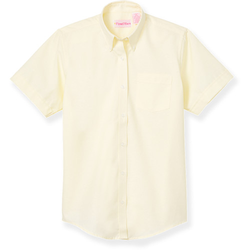 Short Sleeve Oxford Blouse with embroidered logo [NY696-OX/S FCB-YELLOW]