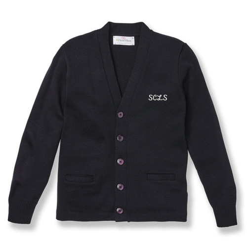 V-Neck Cardigan Sweater with embroidered logo [PA851-1001/SCL-NAVY]