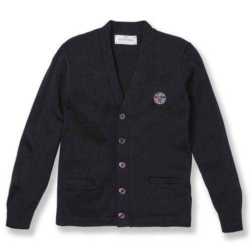 V-Neck Cardigan Sweater with embroidered logo [TX005-1001/LUE-NAVY]