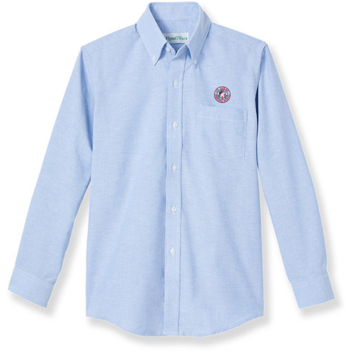 Long Sleeve Oxford Shirt with embroidered logo [TX005-OX-L LUE-BLUE]