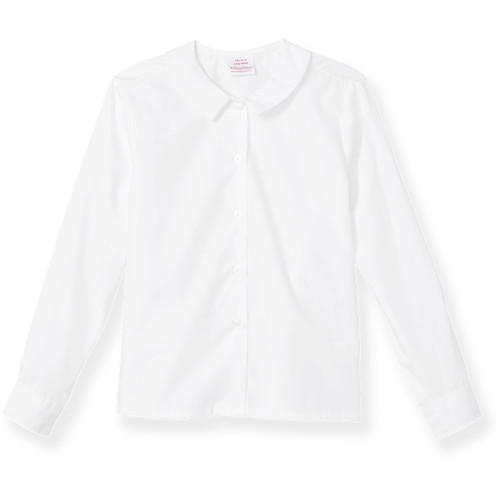 Long Sleeve Bermuda Collar Blouse [AK018-1609-WHITE]