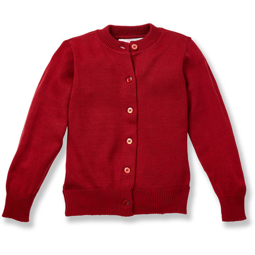 Crewneck Cardigan with embroidered logo [NJ336-6000/STR-PR RED]