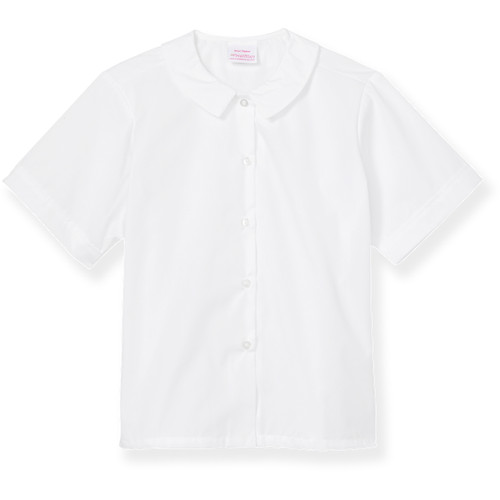 Short Sleeve Bermuda Collar Blouse [AK018-1609X-WHITE]