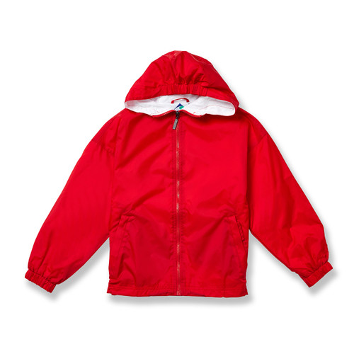 Nylon Shell Jacket with Hood with embroidered logo [PA579-3277-RED]